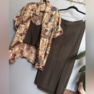 Rachel Zoe Olive Green Knit Two-Piece Set | NWT | Size L